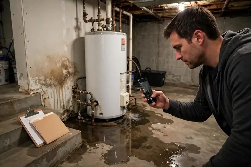 Documenting a Water Heater Leak for Insurance in Wheaton, IL